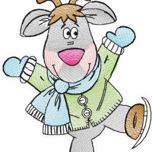 Tattered winter deer embroidery design