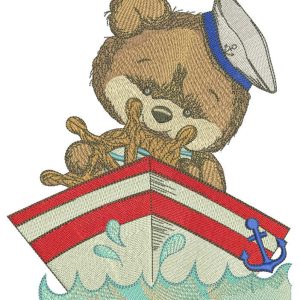 Teddy bear captain embroidery design