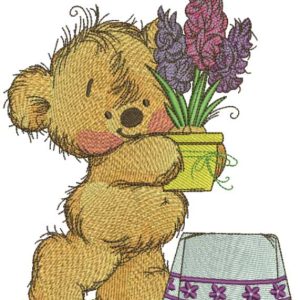 Teddy Bear is preparing for the holiday embroidery design