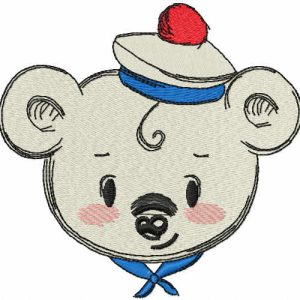 Teddy bear marine style embroidery design