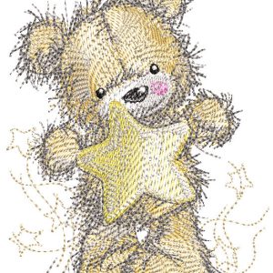 Teddy bear with a gold star embroidery design