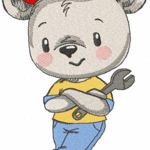 Teddy mechanic embroidery design