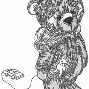 Teddy toy vintage embroidery design