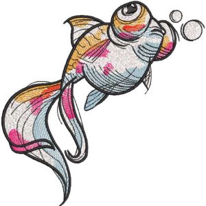 Telescope oranda fish embroidery design