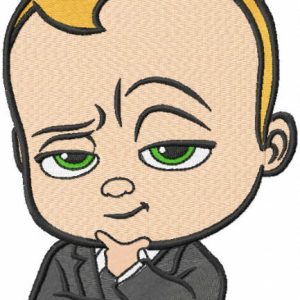 Thinking boss embroidery design