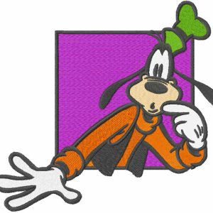 Thinking goofy embroidery design