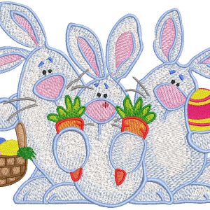 Three Easter Bunnies embroidery design