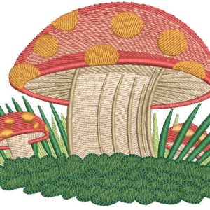 Three toadstool embroidery design