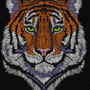 Tiger muzzle black background embroidery design