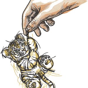 Tiger cub in your hand embroidery design