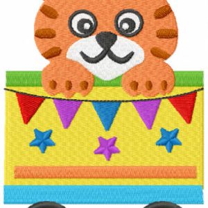 Tiger on the train embroidery design