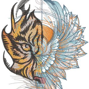 Tiger wings embroidery design