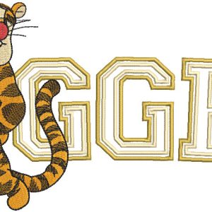 Tigger with Athletic Sport Letters embroidery design