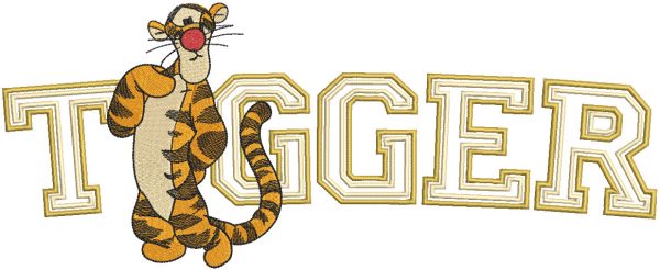 Tigger with Athletic Sport Letters embroidery design