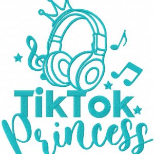 Tik tok princess one colored embroidery design
