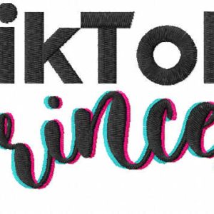 Tik tok princess sign embroidery design