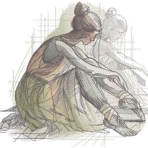 Tired Ballerina sketch embroidery design