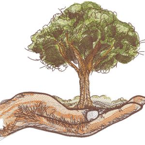 Tree on the palm embroidery design