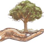 Tree on the palm embroidery design