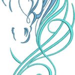 Tribal swirled horse embroidery design