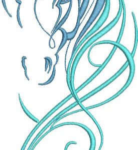 Tribal swirled horse embroidery design