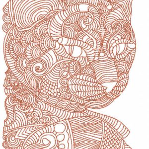 Tribal cat one color embroidery design