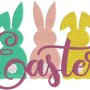 Trio Easter bunny embroidery design