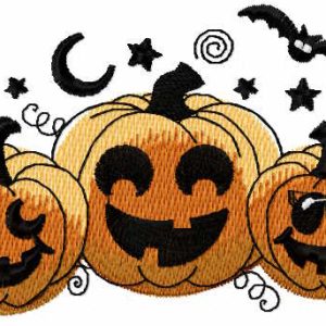 Trio funny pumpkins embroidery design