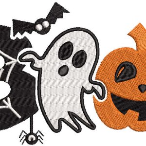 Trio boo embroidery design