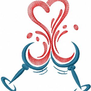 Two glasses of wine embroidery design