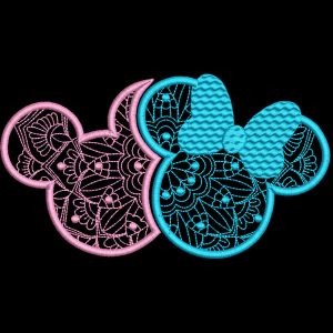 Two mice embroidery design