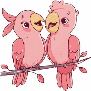 Two pink parrots embroidery design