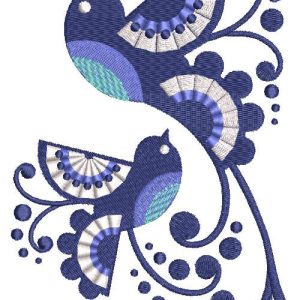 Two ethnic birds embroidery design