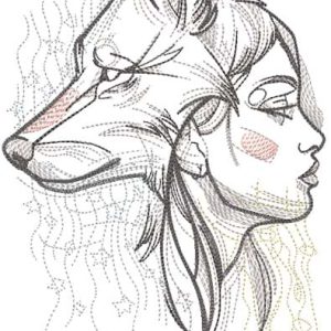 Two faces of one woman embroidery design