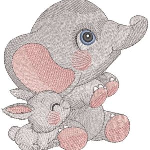 Two happy kids embroidery design