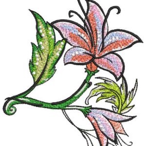 Two lily flowers embroidery design