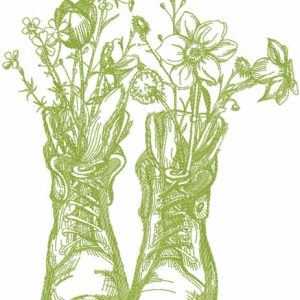 Two old boots in the garden embroidery design