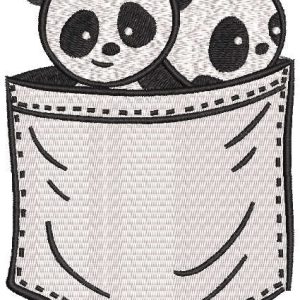 Two pandas in your pocket embroidery design