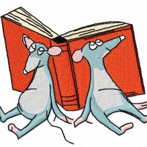 Two readers embroidery design