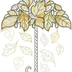 Umbrella from autumn leaves embroidery design
