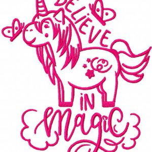 Unicorn believe in magic embroidery design