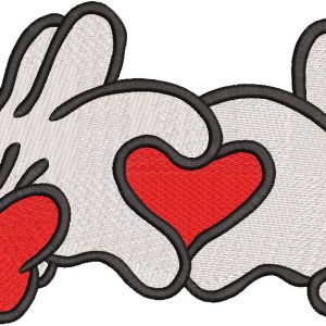 Valentine Mickey Mouse Couple Side Bow embroidery design