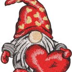 Valentine's dwarf with heart embroidery design