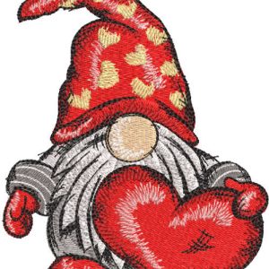 Valentine's dwarf with heart embroidery design