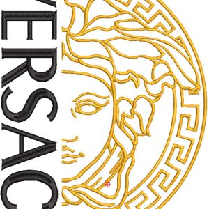 Versace gold and black logo embroidery design