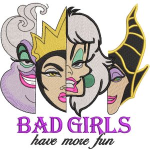 Villains Bad Girls Have More Fun embroidery design