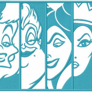 Villains friends one colored embroidery design