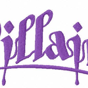 Villains script logo embroidery design