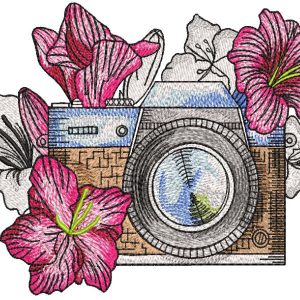 Vintage photo session in garden embroidery design