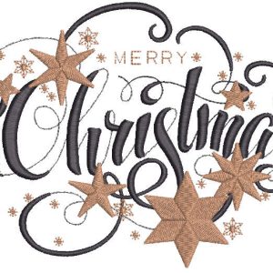 Vintage inscription merry christmas embroidery design